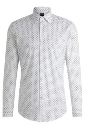 Slim-fit shirt in printed stretch-cotton poplin