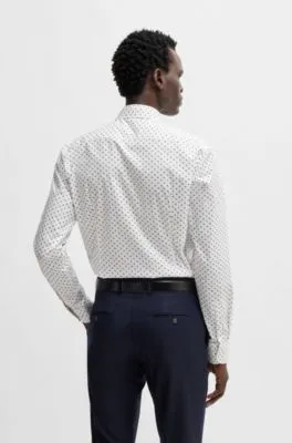 Slim-fit shirt in printed stretch-cotton poplin