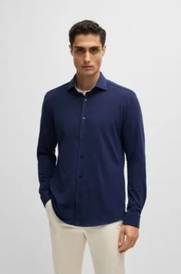 Slim-fit shirt in stretch-cotton jersey