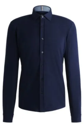 Slim-fit shirt in stretch-cotton jersey