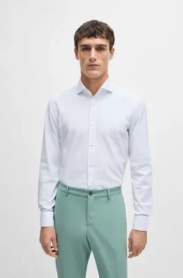 Slim-fit shirt in structured performance-stretch material