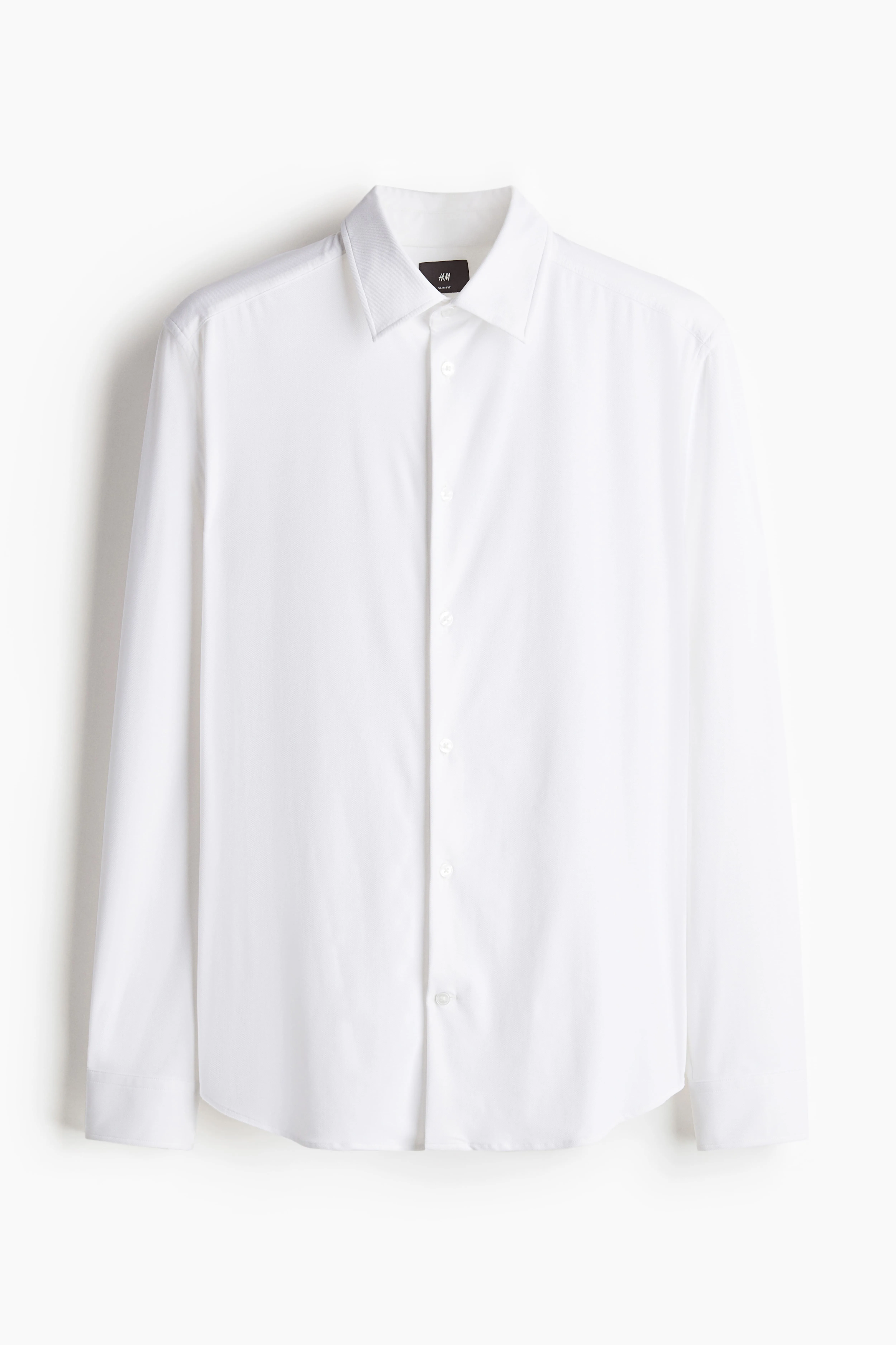 Slim Fit Shirt - Long sleeve - Regular length - White - Men | H&M GB