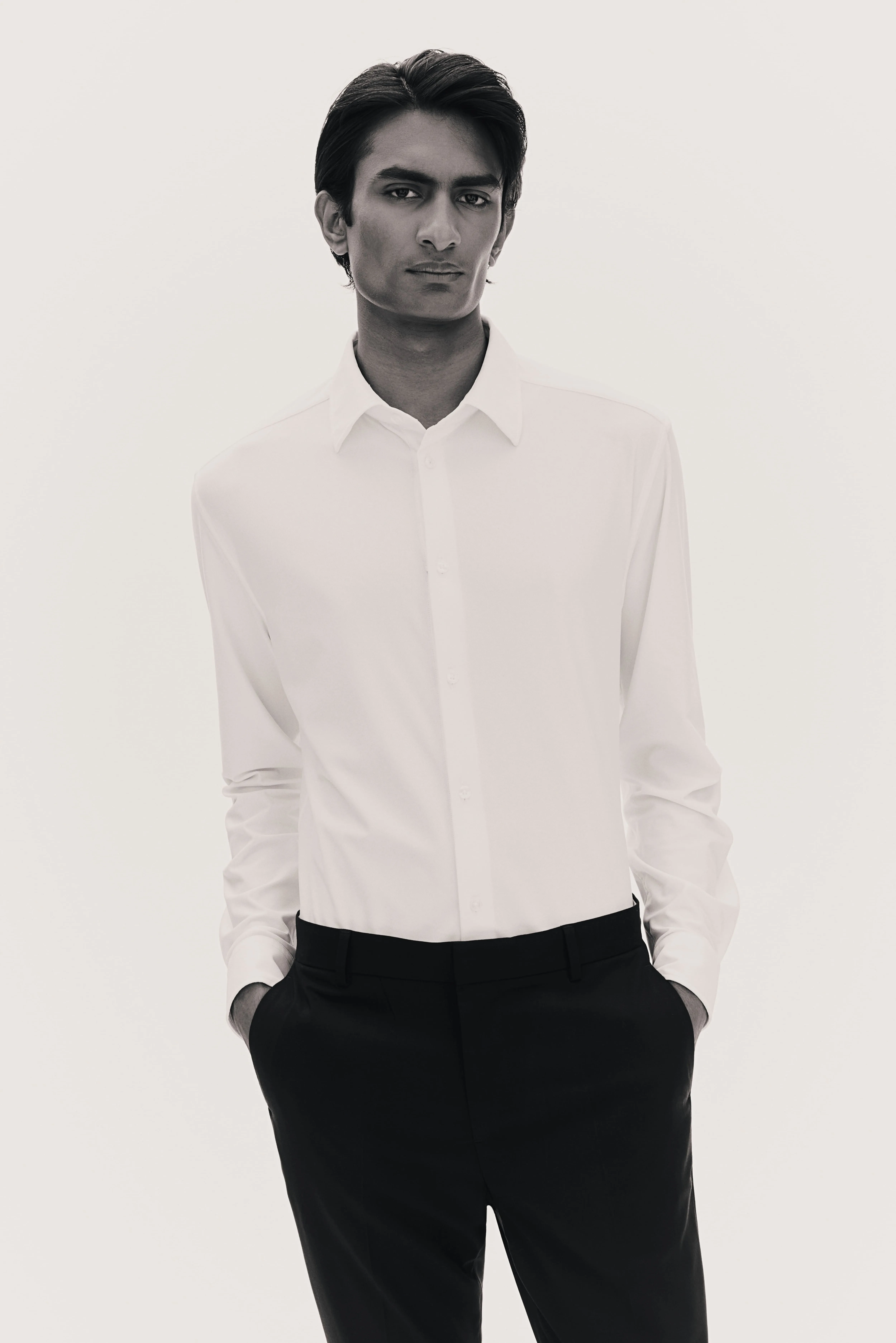 Slim Fit Shirt - Long sleeve - Regular length - White - Men | H&M GB