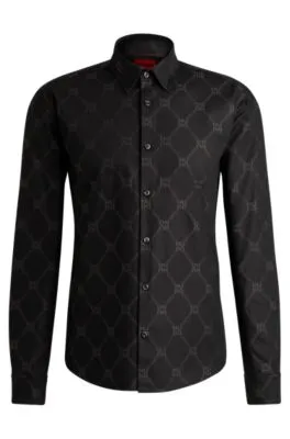 Slim-fit shirt with signature jacquard chain motif