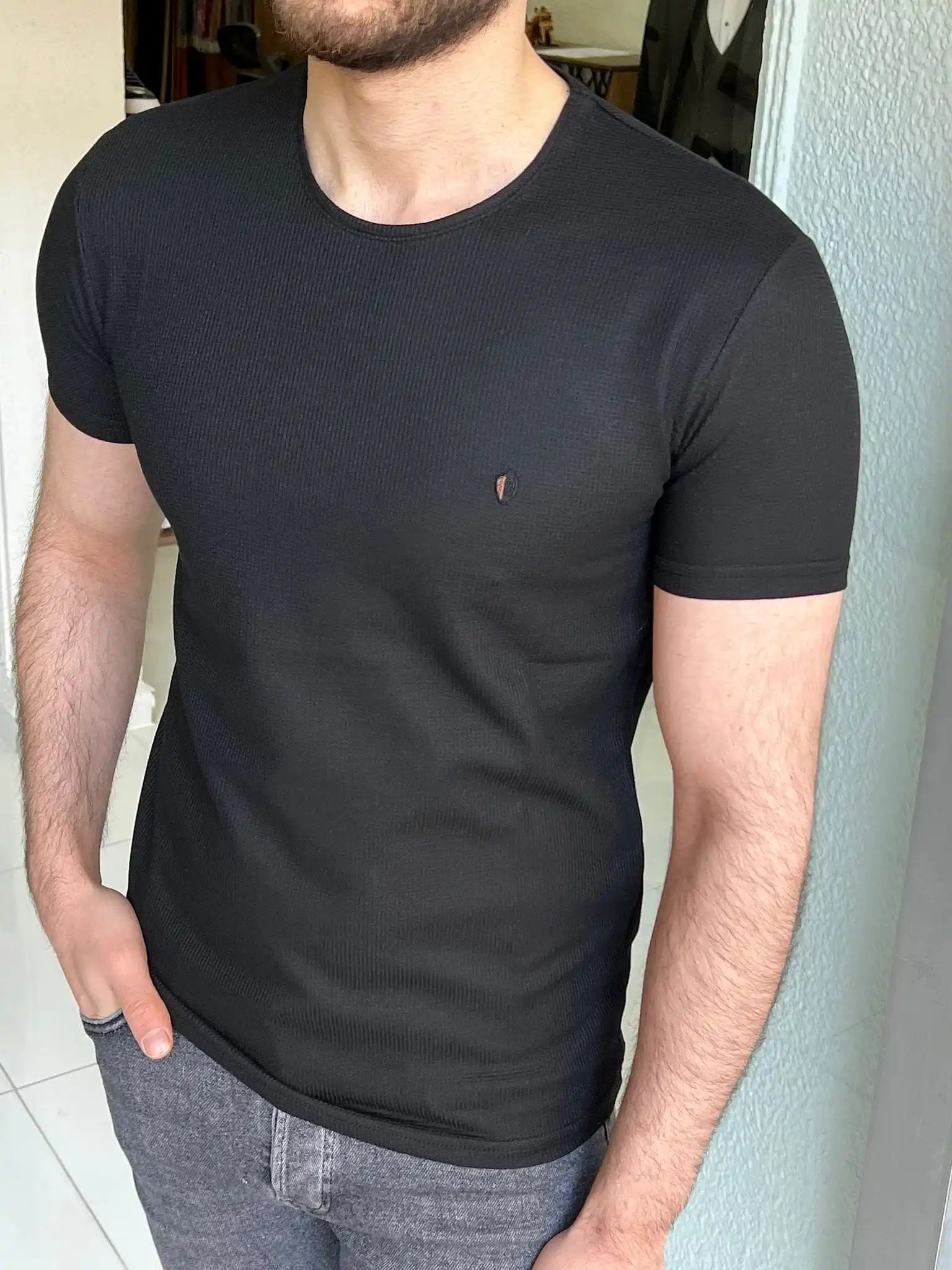 Slim Fit Short Sleeve Black T-shirt