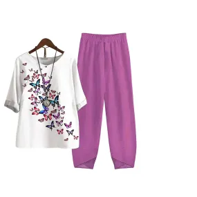 Spring Women Leisure Blouse and Pants Set M 001007025