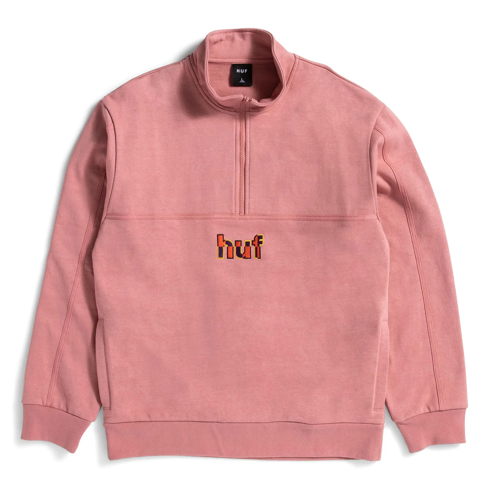 SWEAT HUF SPLIT 1-4 ZIP MOCK DUSTY ROSE