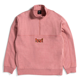 SWEAT HUF SPLIT 1-4 ZIP MOCK DUSTY ROSE