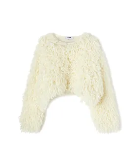 Sweater with Boucle Meta fur concept White