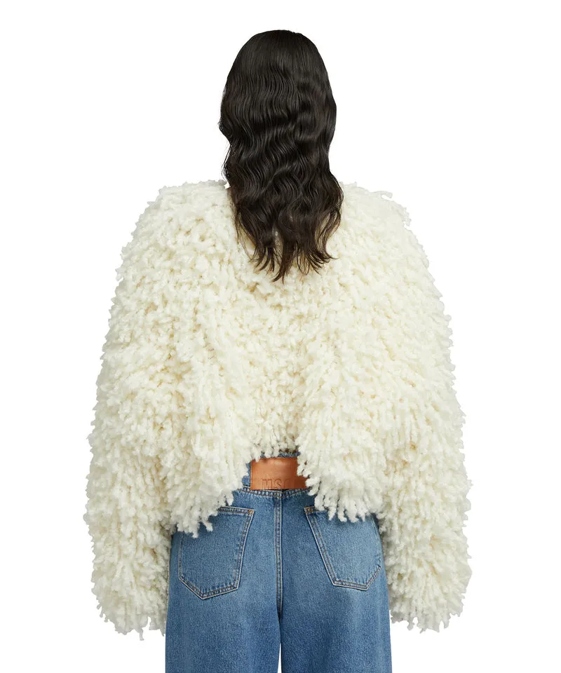 Sweater with Boucle Meta fur concept White