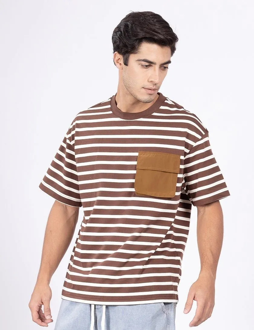 Swirl Coffee Stripe T-Shirt [ Unisex ]