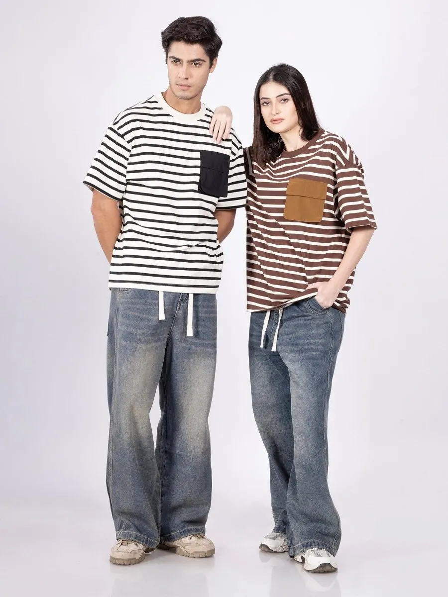 Swirl Coffee Stripe T-Shirt [ Unisex ]