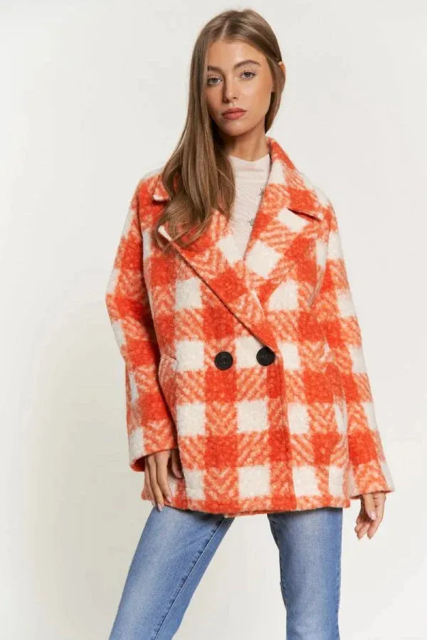 The Buffalo Check Boucle Jacket - Orange