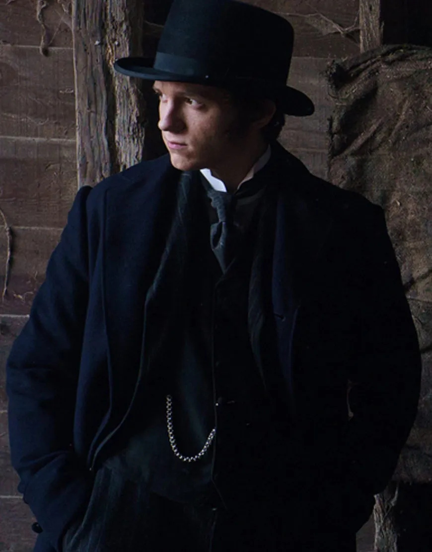 The Current War Tom Holland Navy Blue Coat - Samuel Insull Wool Coat