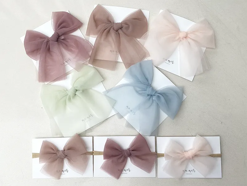 Valentina Matching Colour elastic headband Bows: white, light pink, dusty, rose