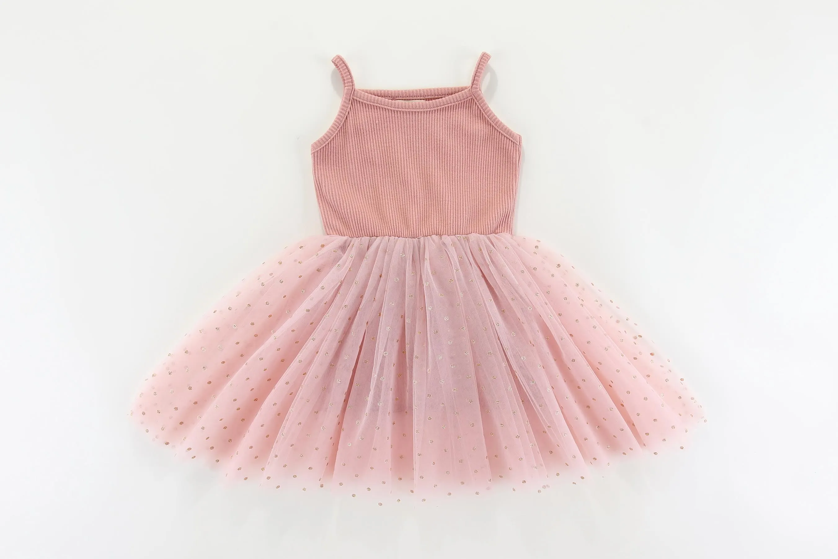 Valentina Tutu Dress: LIGHT PINK GOLDEN DOTS: 0-6M, 1-2Y, 2-3Y, 4-5Y, 5-6Y, 6-8Y