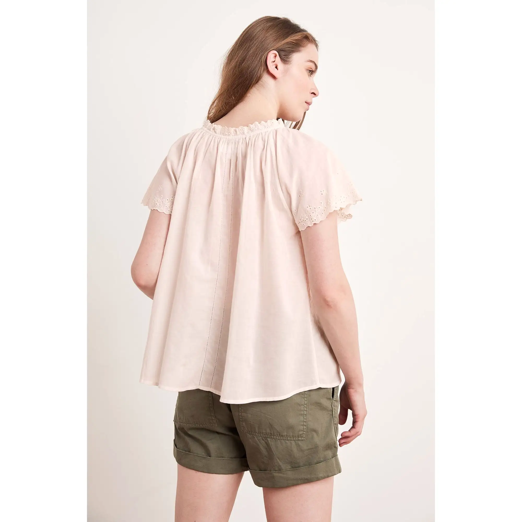 Velvet Women's Eyelet Embroidery Short Sleeve Top - DUSTY ROSE