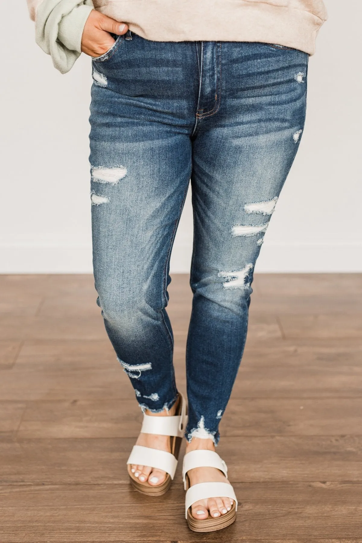 Vervet Distressed Skinny Jeans- Freya Wash