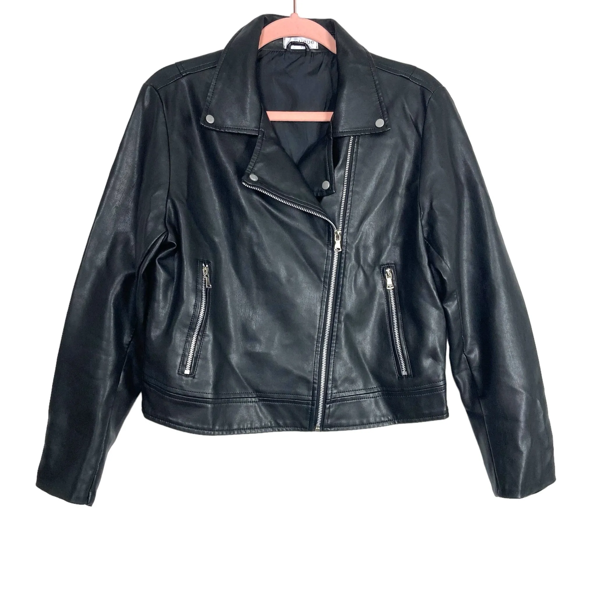 Vestique Black Faux Leather Jacket- Size L (sold out online)