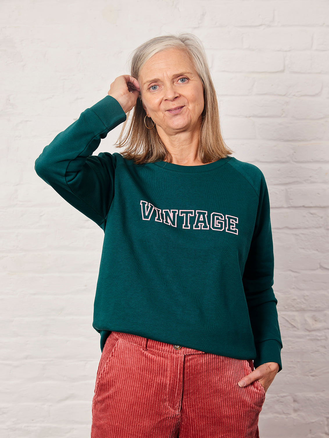 VINTAGE SWEATSHIRT FOREST GREEN / PINK