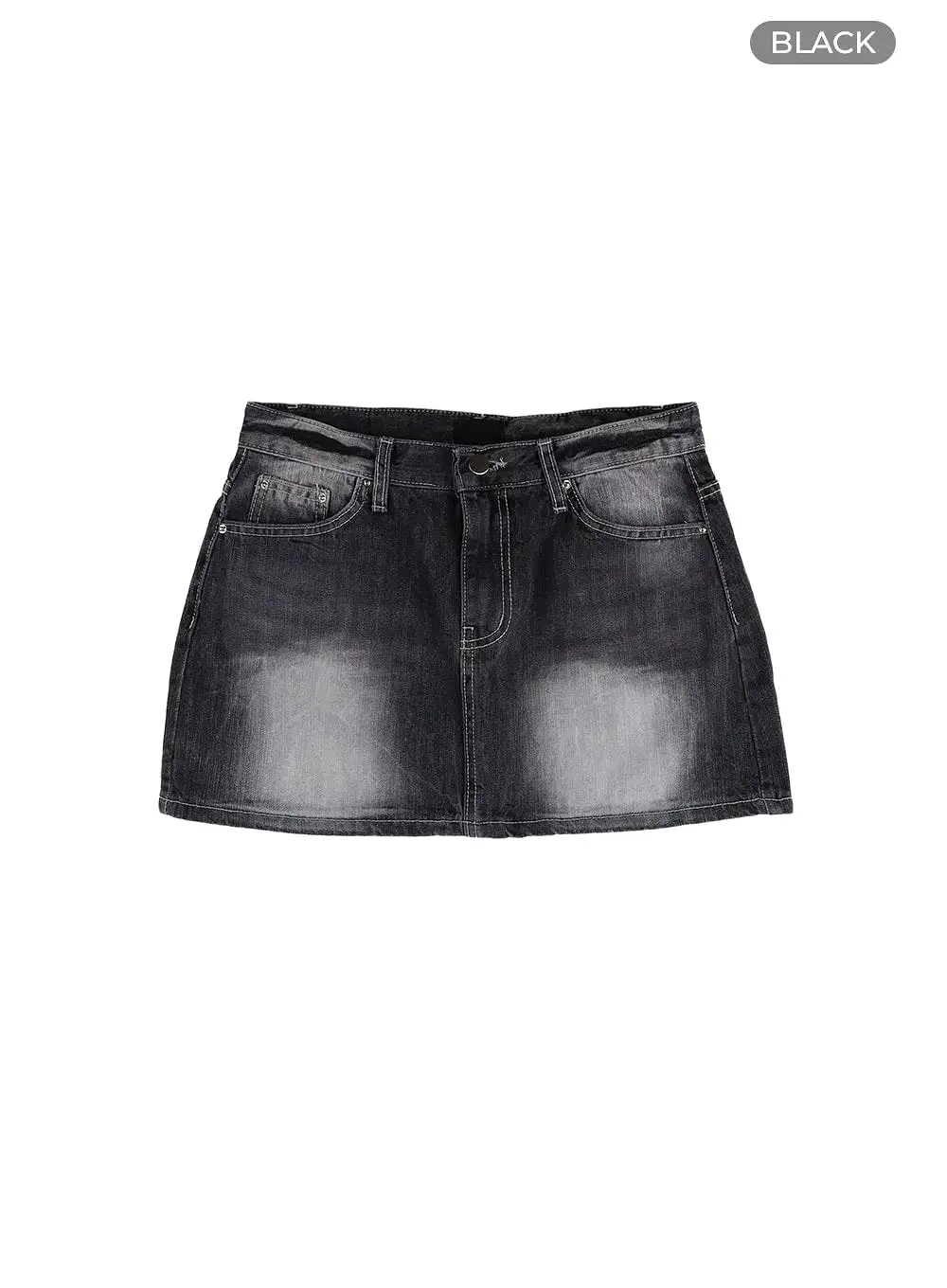 Washed Low Rise Mini Denim Skirt IM405