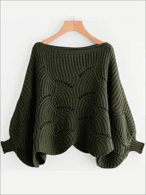 Women's Fall Knit Oversized Boat Neck Sweater