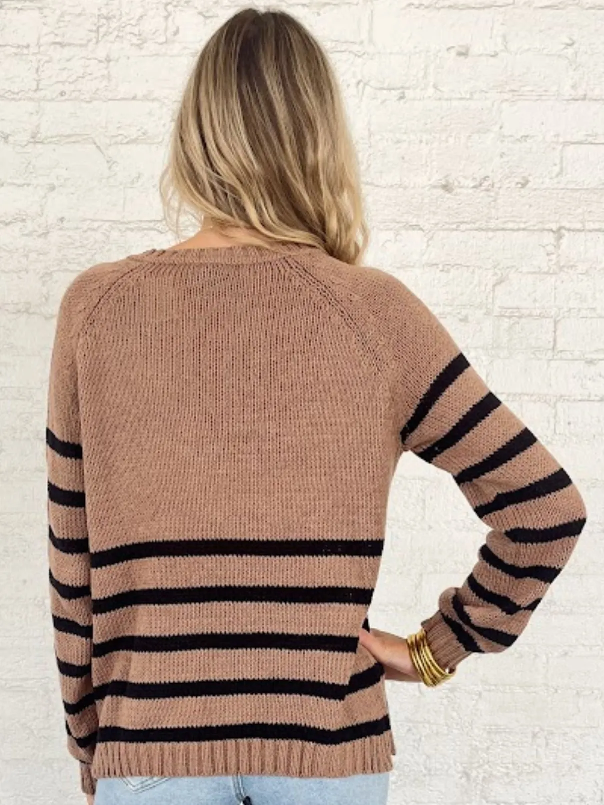 Wooden Ships Palmer Laced Top Cotton Sweater in Cedar/Black