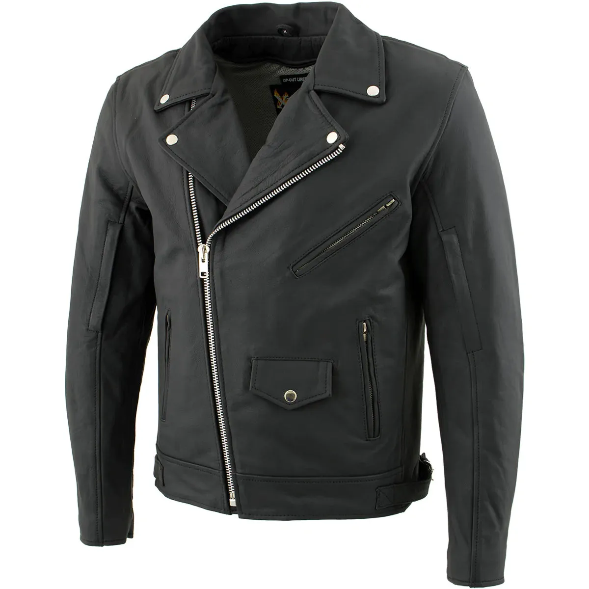 Xelement BXU10580 Men's 'Reaper' Matte Black Leather Moto Jacket