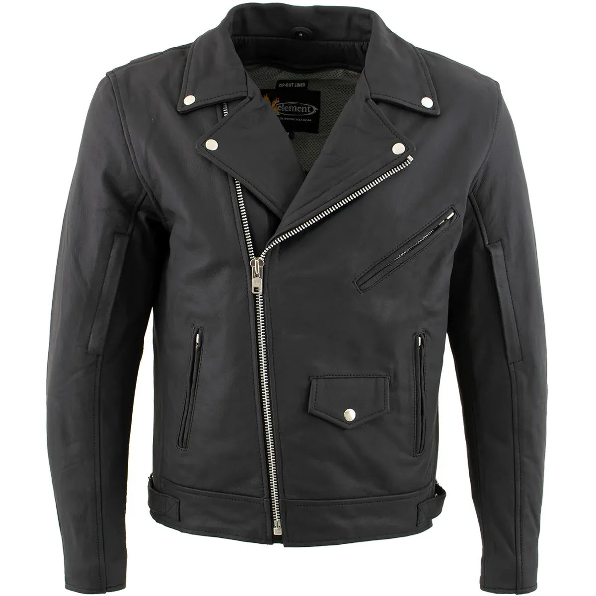 Xelement BXU10580 Men's 'Reaper' Matte Black Leather Moto Jacket