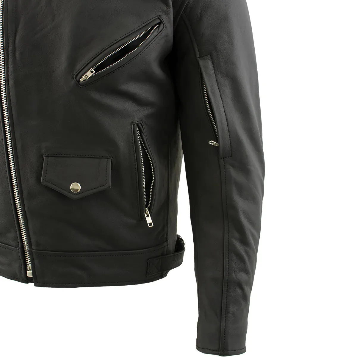 Xelement BXU10580 Men's 'Reaper' Matte Black Leather Moto Jacket