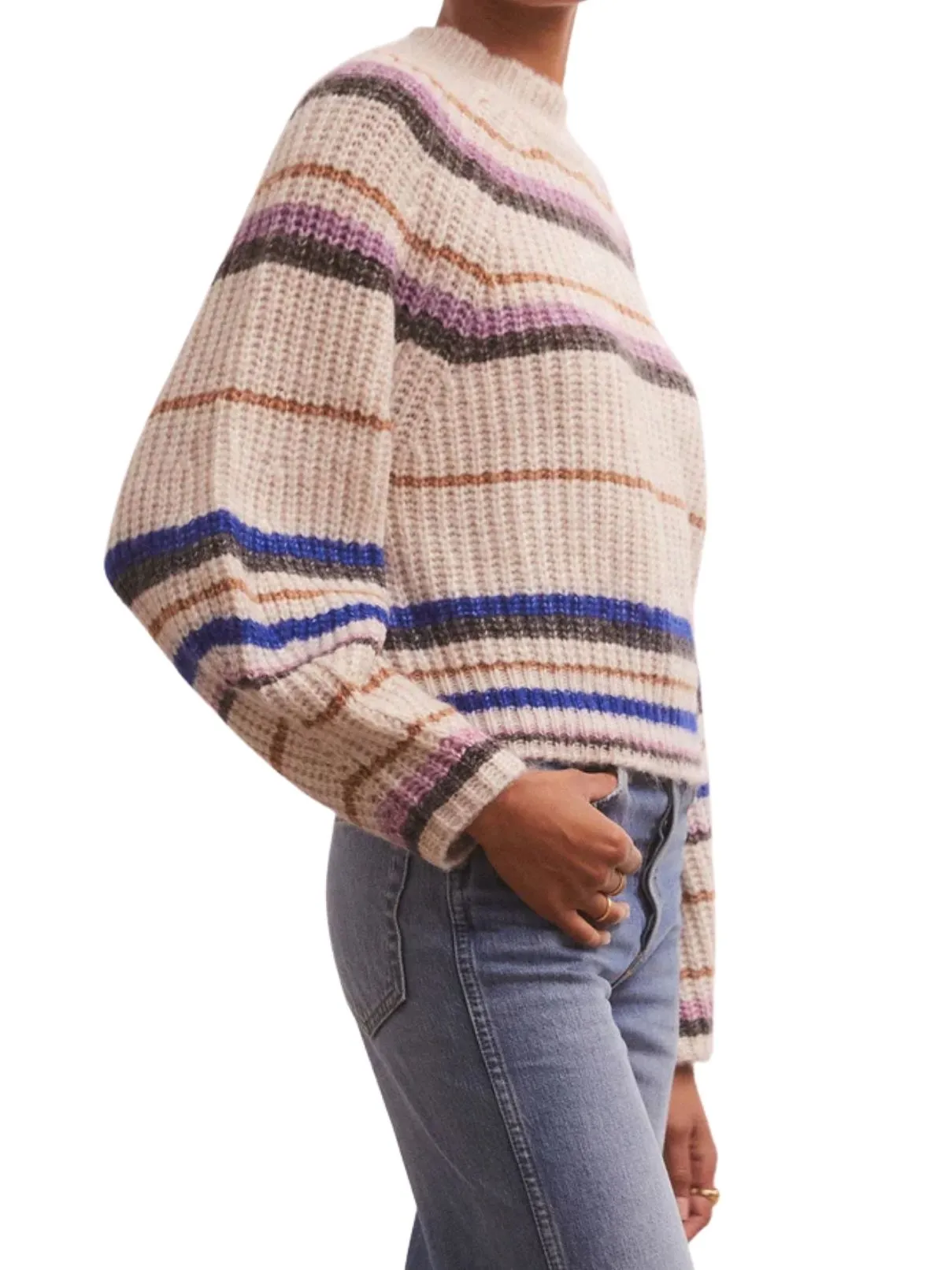 Z Supply Desmond Stripe Sweater in Sandstone