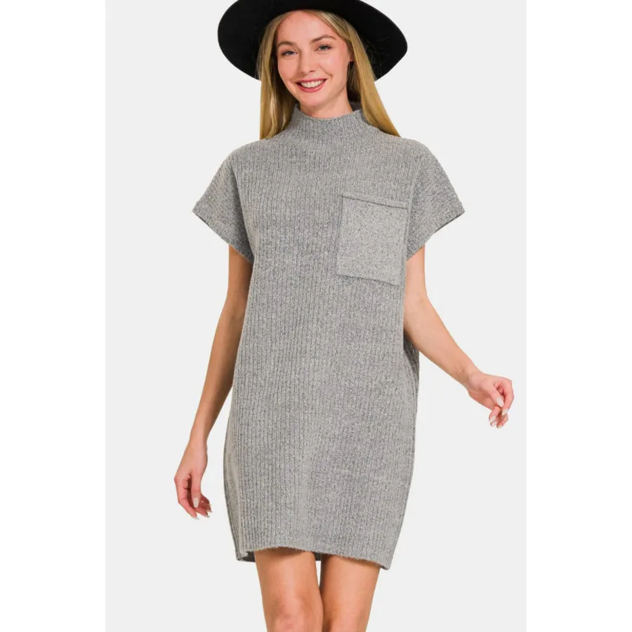 Zenana Short Sleeve Sweater Mini Dress