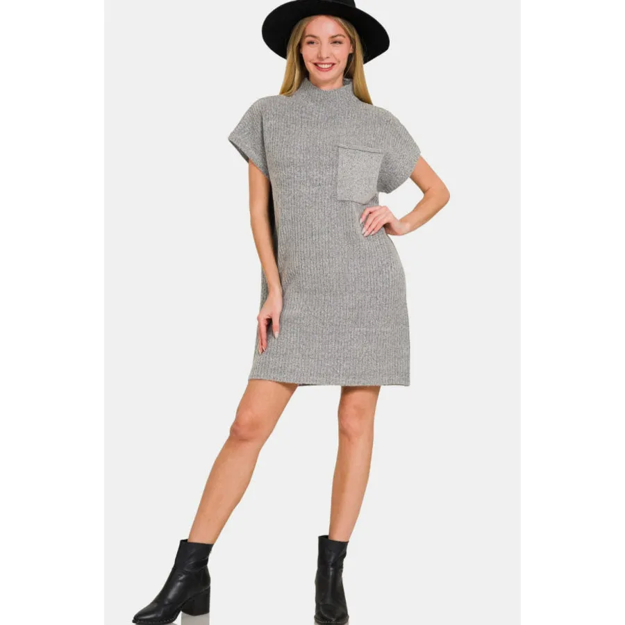 Zenana Short Sleeve Sweater Mini Dress